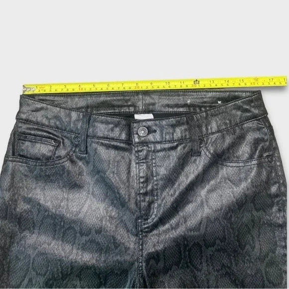 Chico’s Coated Snake Print Ankle Jeans Women’s Size 10