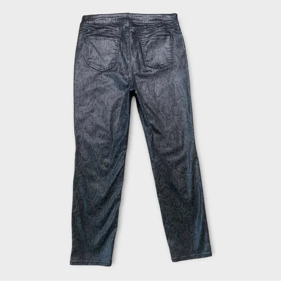Chico’s Coated Snake Print Ankle Jeans Women’s Size 10