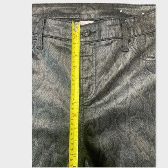 Chico’s Coated Snake Print Ankle Jeans Women’s Size 10