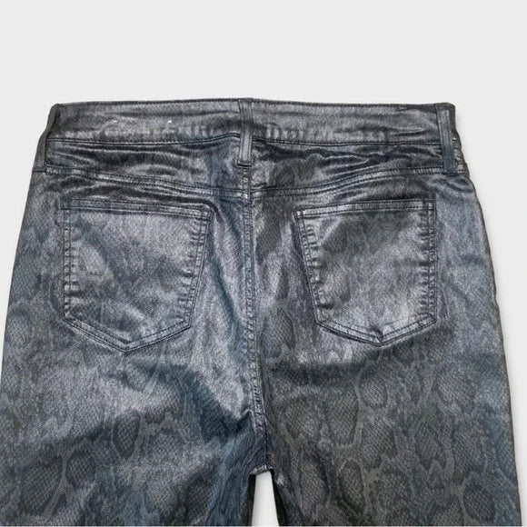 Chico’s Coated Snake Print Ankle Jeans Women’s Size 10