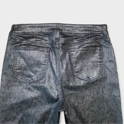 Chico’s Coated Snake Print Ankle Jeans Women’s Size 10