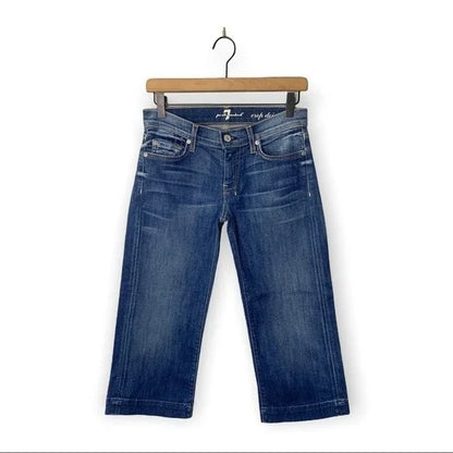 7 For All Mankind Crop DOJO Embroidered Pocket Jeans Women’s Size 27