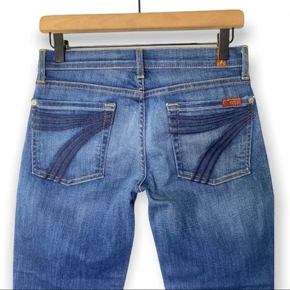 7 For All Mankind Crop DOJO Embroidered Pocket Jeans Women’s Size 27