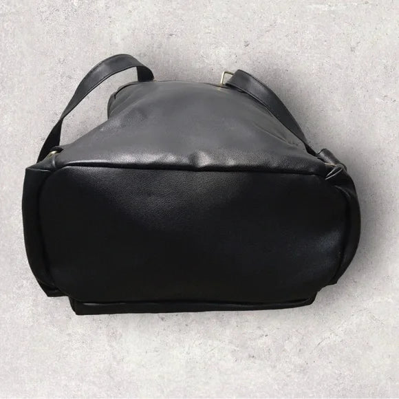 Faux Leather Black Laser Cut Backpack