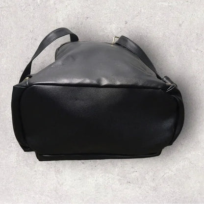 Faux Leather Black Laser Cut Backpack