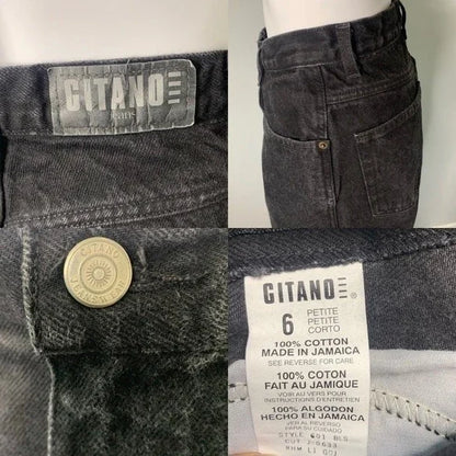 Vintage Gitano High Rise Fitted Women’s Black Tapered Leg Jeans Size 26"