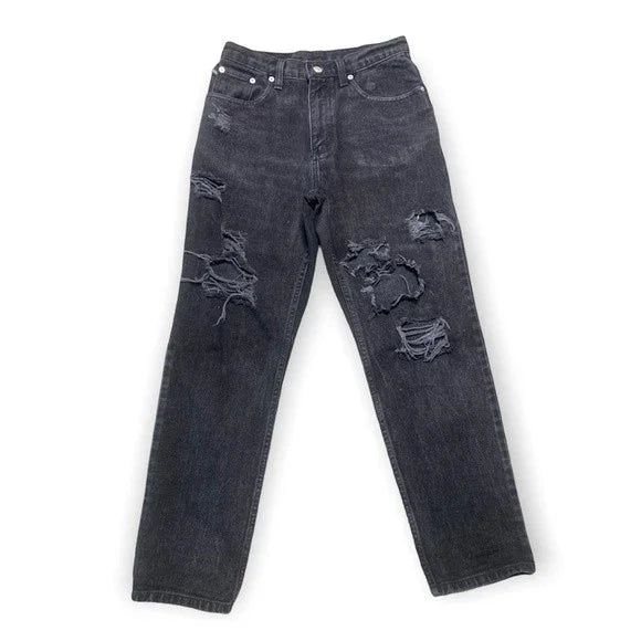 Ralph Lauren Polo Jeans Shredded Relaxed Fit Women’s Black Jeans Size 28"