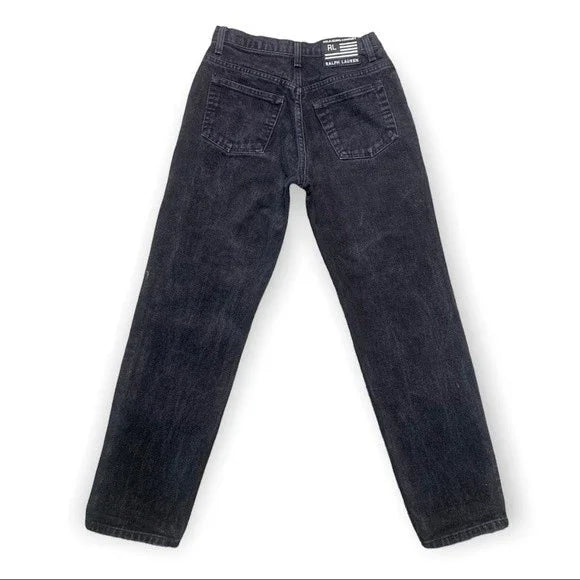Ralph Lauren Polo Jeans Shredded Relaxed Fit Women’s Black Jeans Size 28"