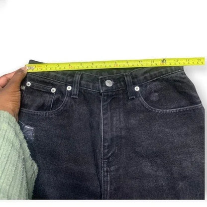 Ralph Lauren Polo Jeans Shredded Relaxed Fit Women’s Black Jeans Size 28"