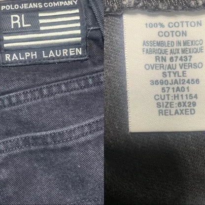 Ralph Lauren Polo Jeans Shredded Relaxed Fit Women’s Black Jeans Size 28"