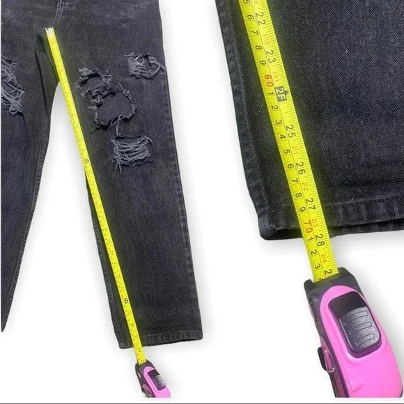 Ralph Lauren Polo Jeans Shredded Relaxed Fit Women’s Black Jeans Size 28"