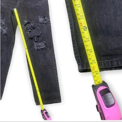Ralph Lauren Polo Jeans Shredded Relaxed Fit Women’s Black Jeans Size 28"