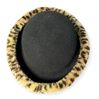 Vintage Bollman Hat Company Doeskin Leopard Print Faux Fur Wool Hat