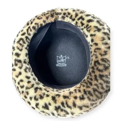 Vintage Bollman Hat Company Doeskin Leopard Print Faux Fur Wool Hat