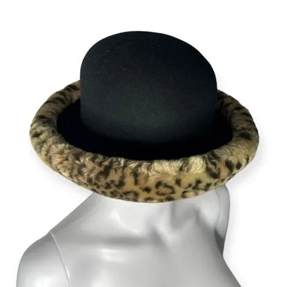 Vintage Bollman Hat Company Doeskin Leopard Print Faux Fur Wool Hat
