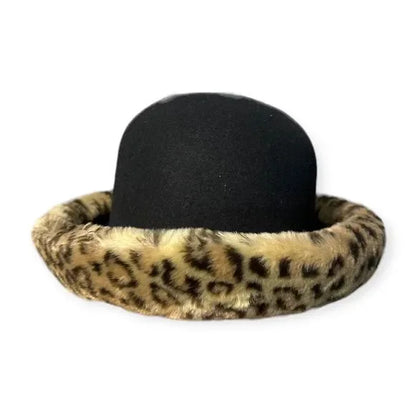 Vintage Bollman Hat Company Doeskin Leopard Print Faux Fur Wool Hat