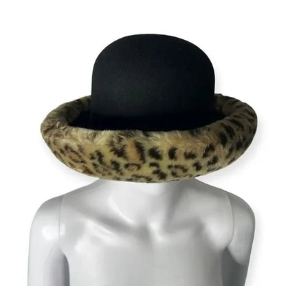 Vintage Bollman Hat Company Doeskin Leopard Print Faux Fur Wool Hat