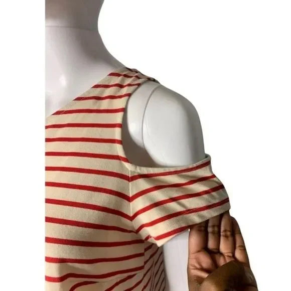 Anthropologie Maeve Striped Marketa One-Shoulder Dress