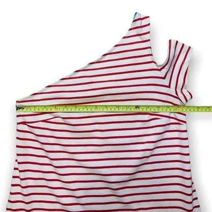 Anthropologie Maeve Striped Marketa One-Shoulder Dress