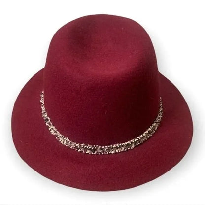 Women’s Maroon Tweed Accent Wool Floppy Hat