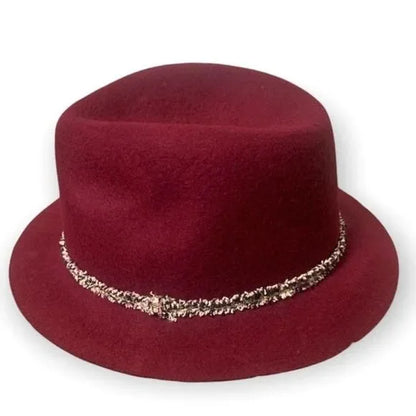 Women’s Maroon Tweed Accent Wool Floppy Hat