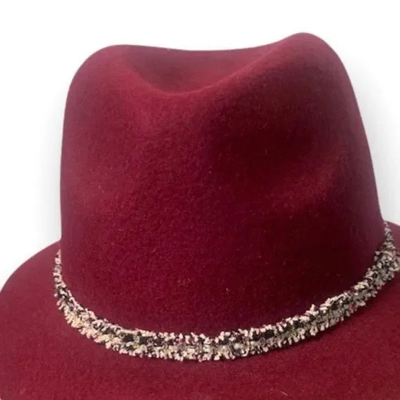 Women’s Maroon Tweed Accent Wool Floppy Hat