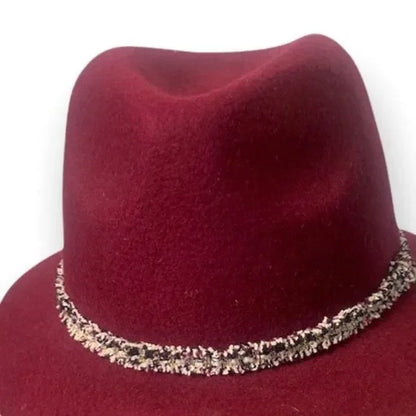 Women’s Maroon Tweed Accent Wool Floppy Hat