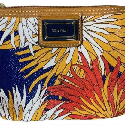 Nine West Faux Leather Bright Floral Print Wristlet