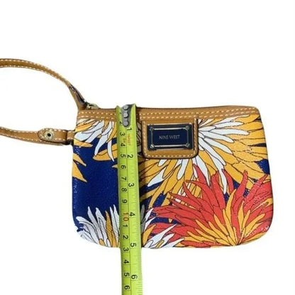 Nine West Faux Leather Bright Floral Print Wristlet