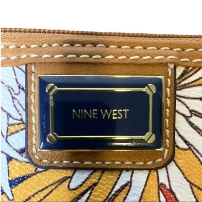 Nine West Faux Leather Bright Floral Print Wristlet