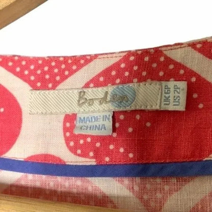 Boden Boho Moroccan Ikat Linen Pink & White Dress