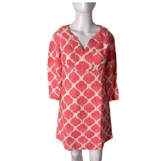 Boden Boho Moroccan Ikat Linen Pink & White Dress