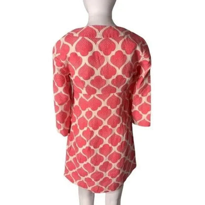 Boden Boho Moroccan Ikat Linen Pink & White Dress
