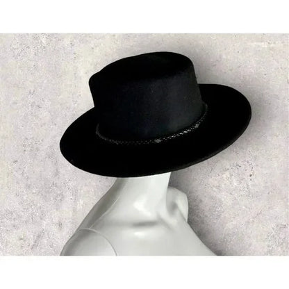 Black Rancher Style Brim Wool Hat