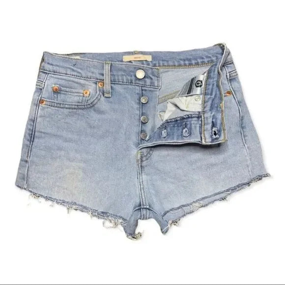 Levi’s Hidden Button Fly Cut Off Raw Hem Shorts