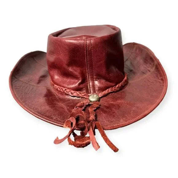 Vintage Leather Rancher Cowboy Hat