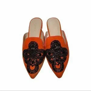 Topshop Embellished Orange Mule Slides