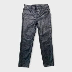 Chico’s Coated Snake Print Ankle Jeans Women’s Size 10