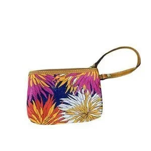 Nine West Faux Leather Bright Floral Print Wristlet