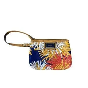 Nine West Faux Leather Bright Floral Print Wristlet