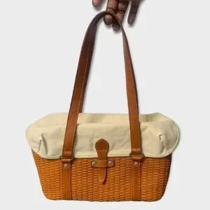 Kinoshohampu Wicker Basket 2 Strap Shoulder Bag