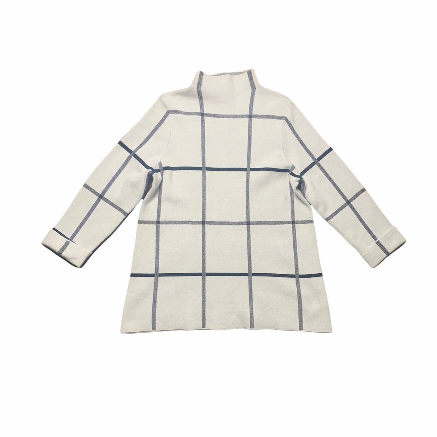 Gray & White Windowpane Print Smock Neck Sweater