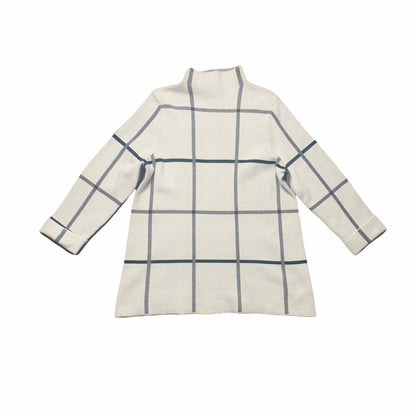 Gray & White Windowpane Print Smock Neck Sweater