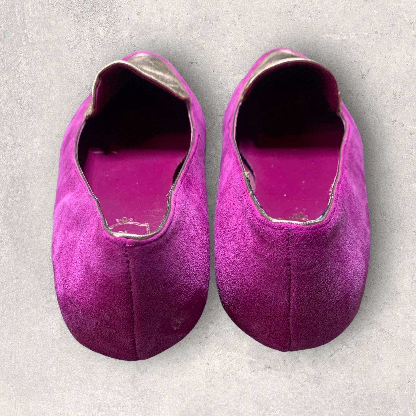 Women’s Magenta & Metallic Gold Leather Loafers Size 6 ½