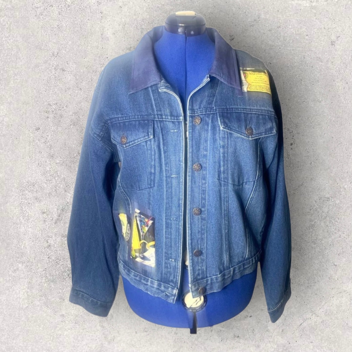 Vintage PTNY Martini Receipe Patched Denim Jacket Women’s Size XL