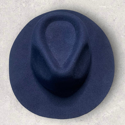 Women’s Wool Midnight Blue Wide Brim Fedora Hat