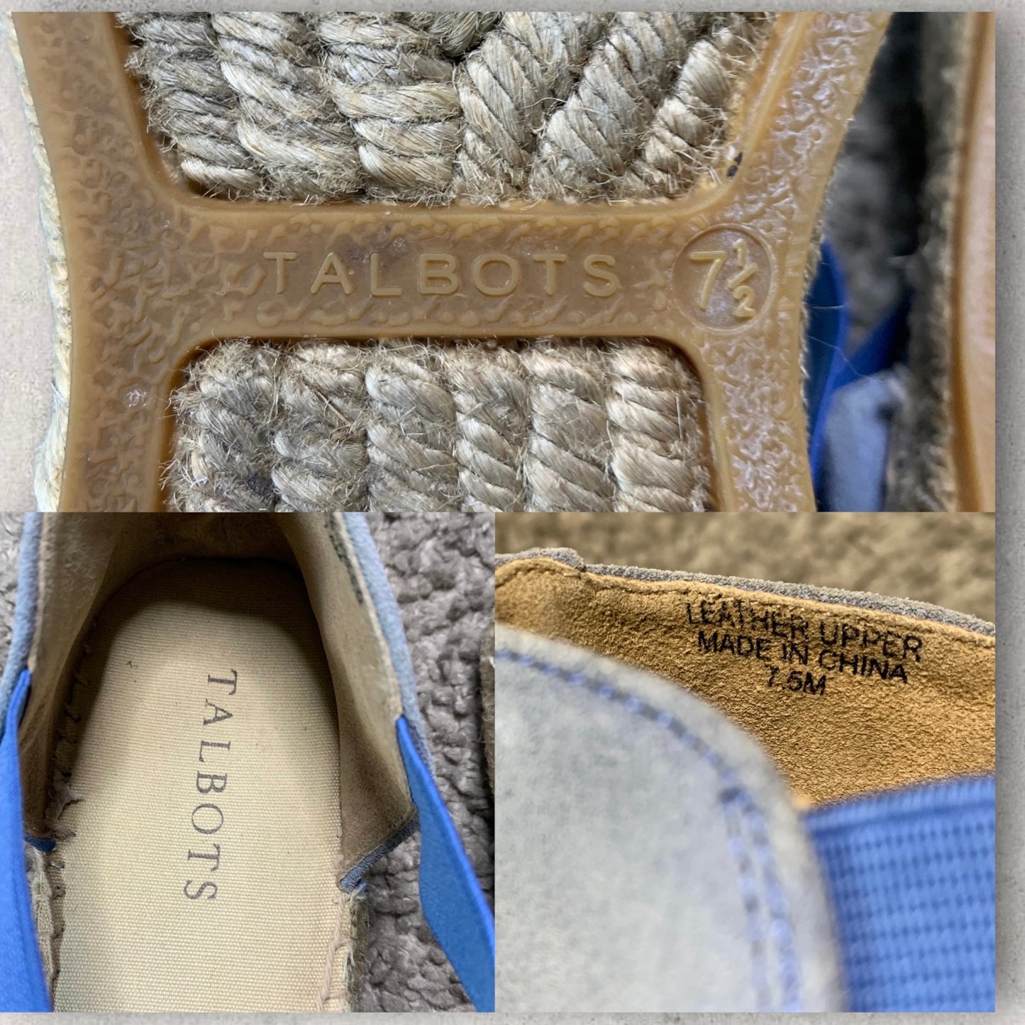 Talbots Leather Criss Cross Blue D’Orsay  Espadrille Flats Women’s Size 7