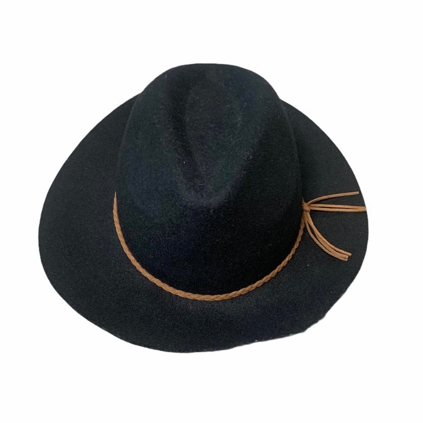 Women's Black Braided Wool Fedora Felt Hat