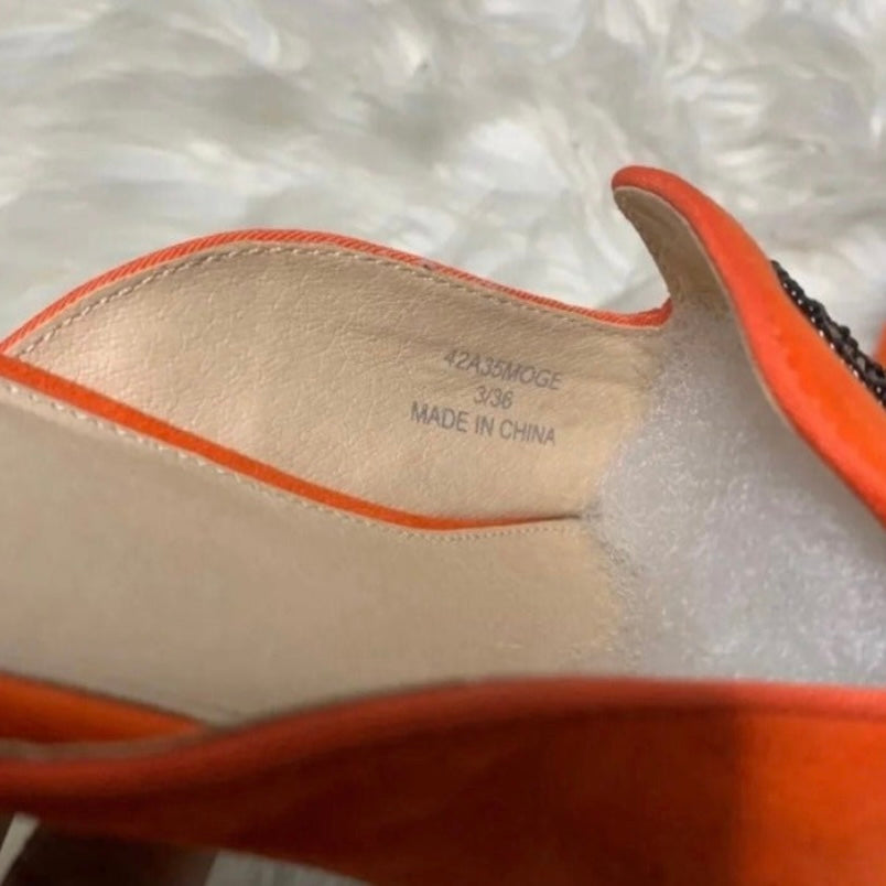 Topshop Embellished Orange Mule Slides