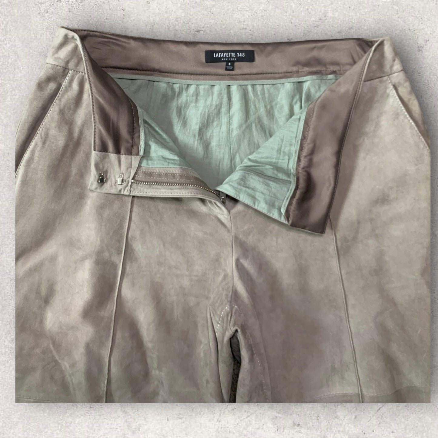 Lafayette 148 Suede Leather Wide Leg Pants Women’s Size 8